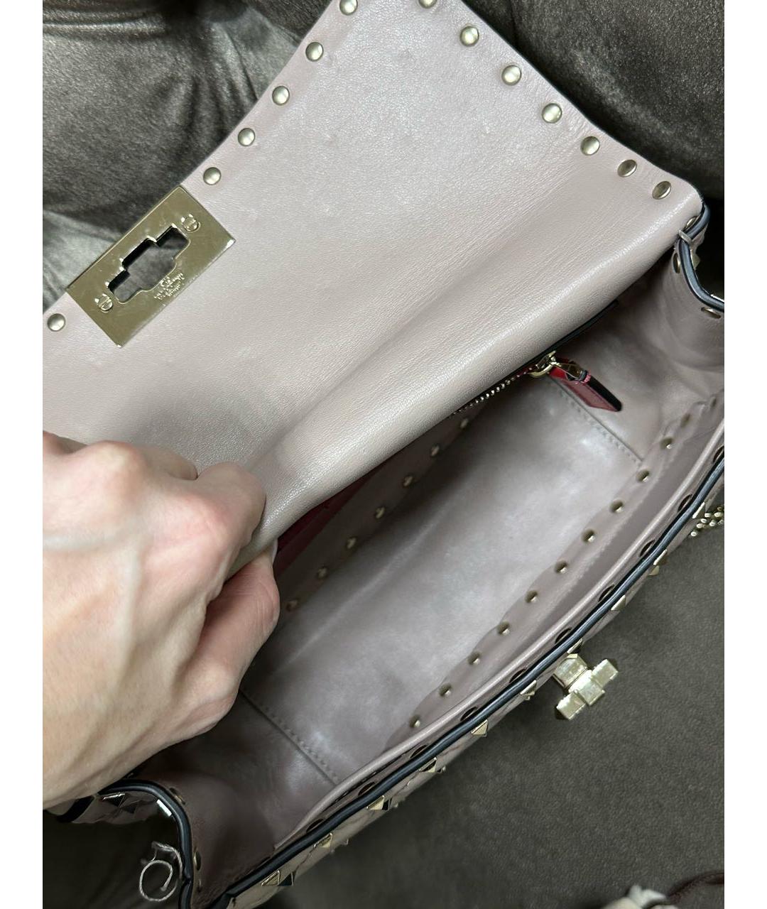 VALENTINO Бежевая кожаная сумка через плечо, фото 8