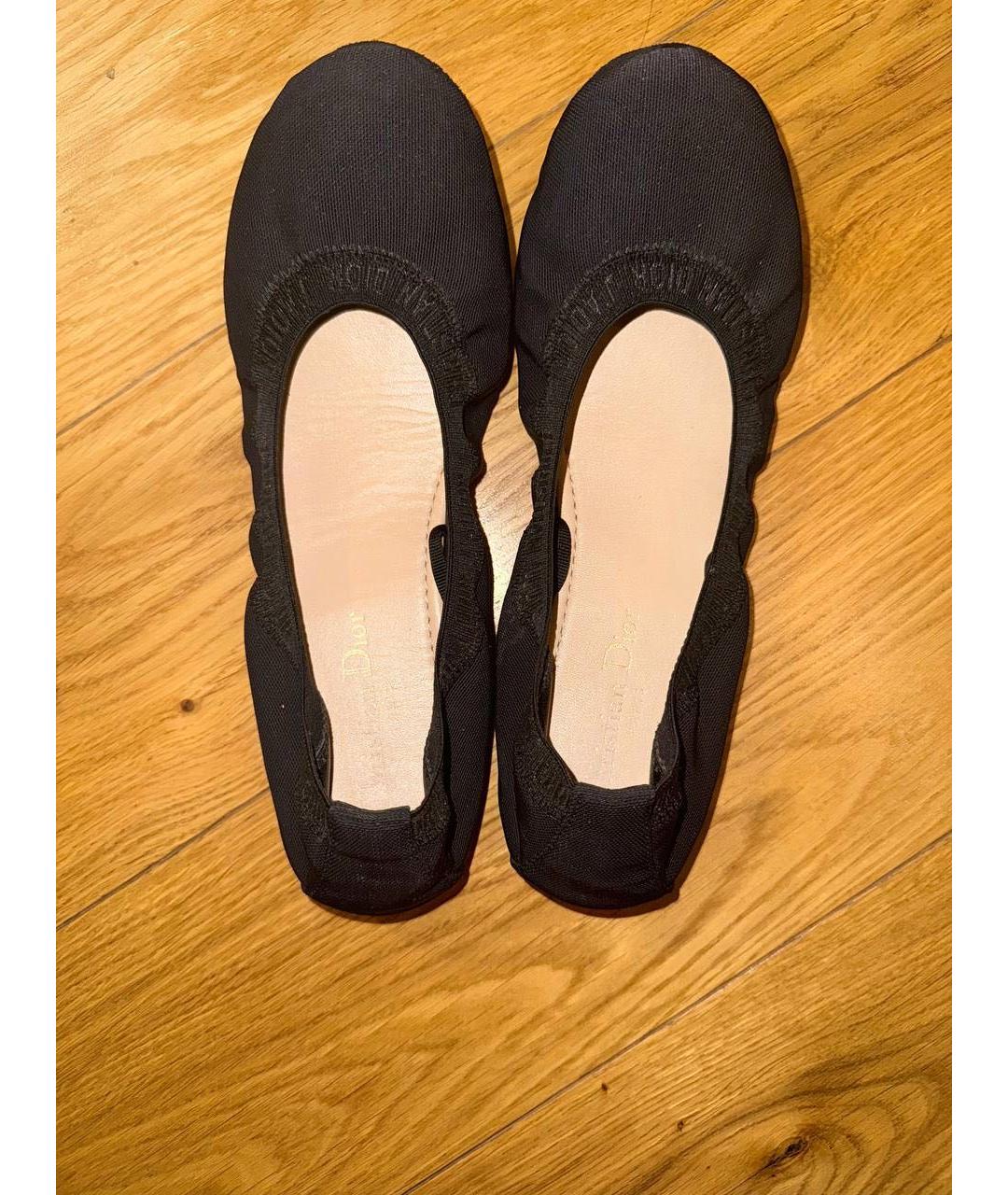 CHRISTIAN DIOR Черные текстильные балетки, фото 2