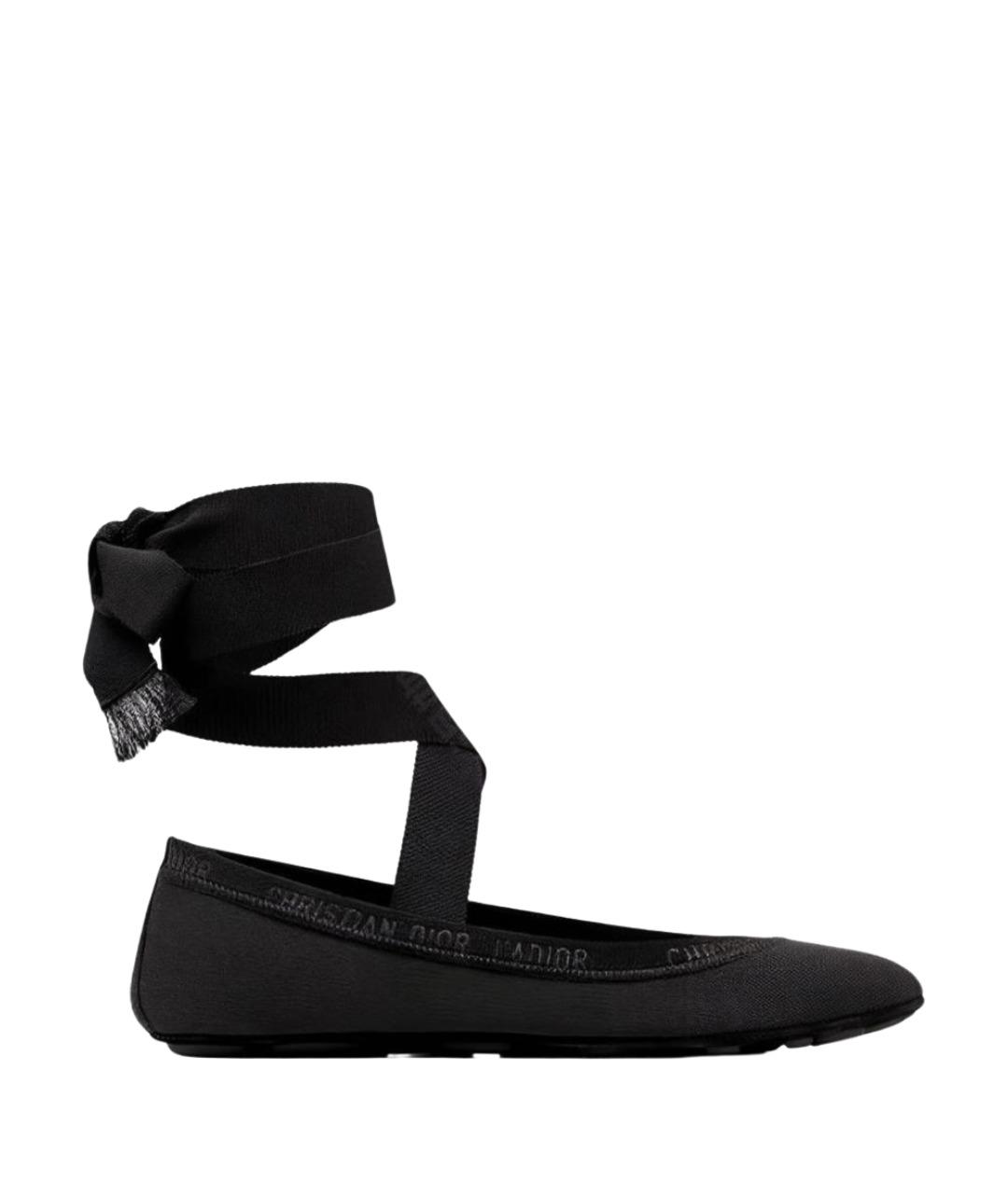 CHRISTIAN DIOR Черные текстильные балетки, фото 1