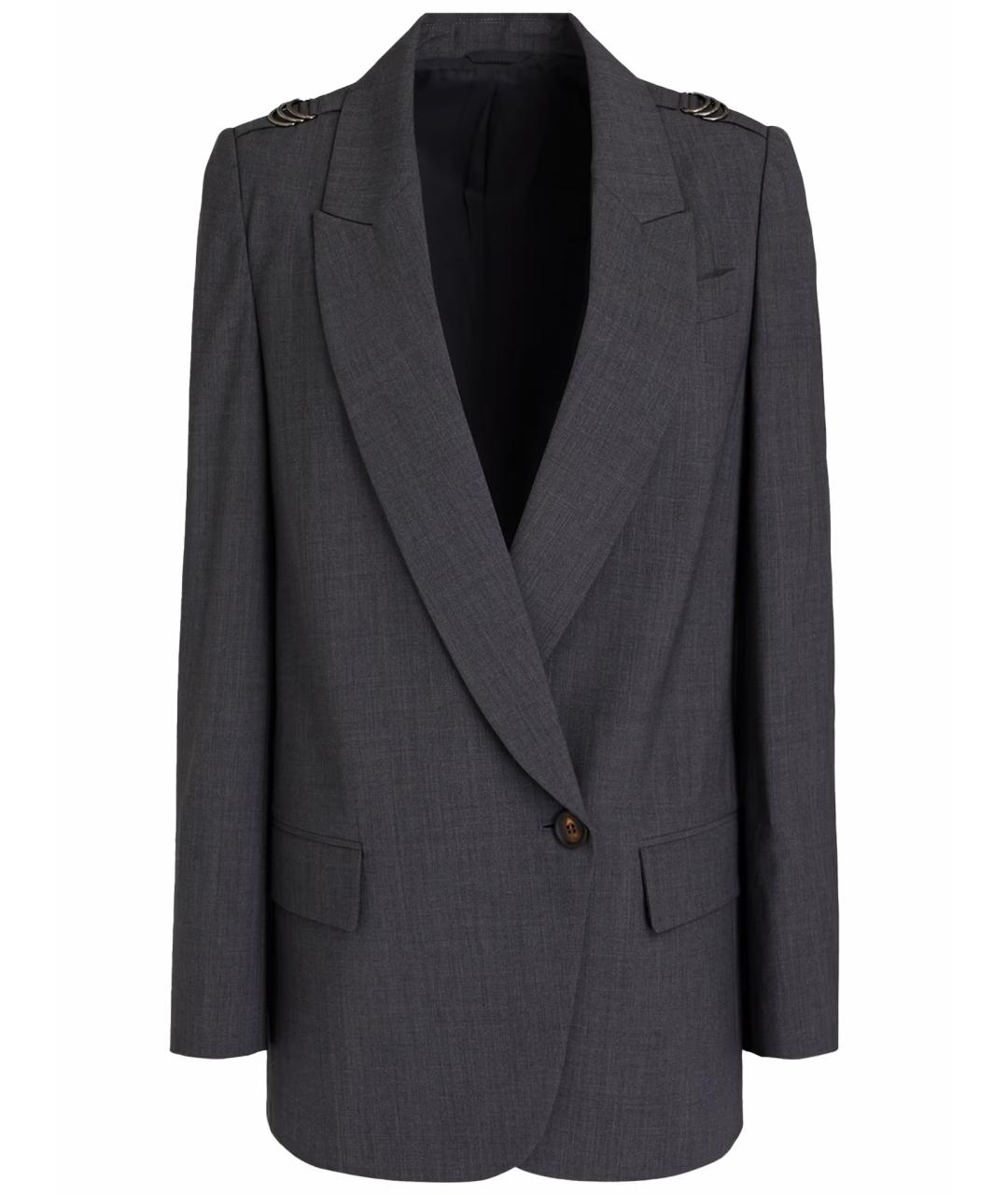 BRUNELLO CUCINELLI Антрацитовый шерстяной жакет/пиджак, фото 1