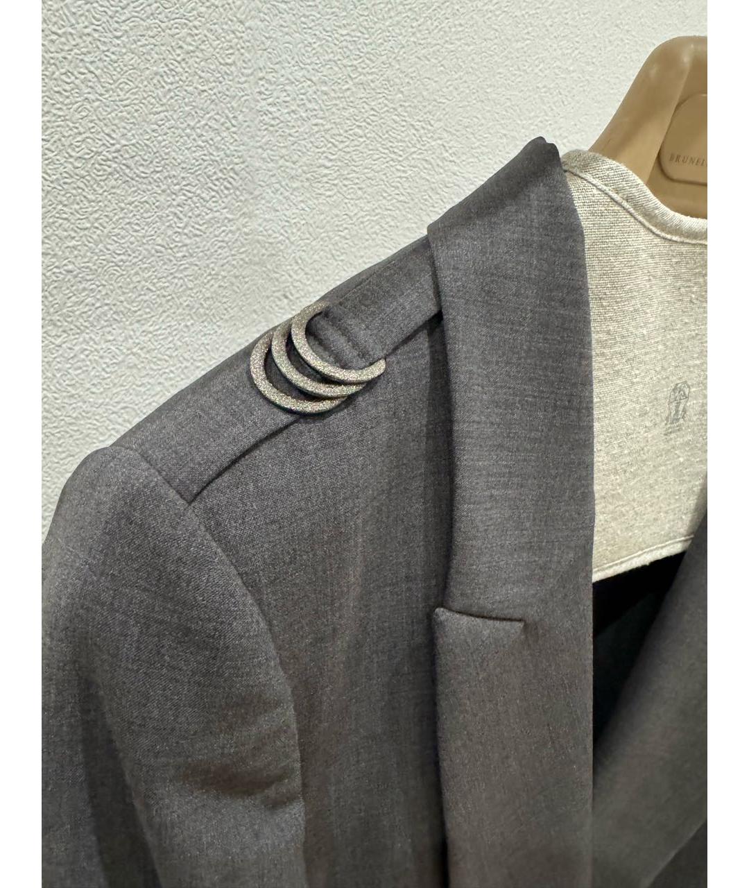 BRUNELLO CUCINELLI Антрацитовый шерстяной жакет/пиджак, фото 2