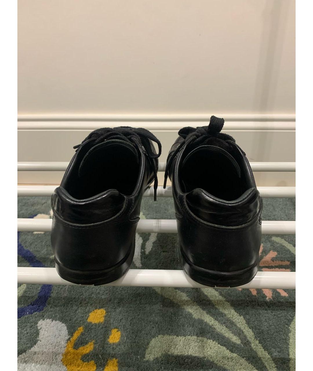 PRADA Черные кожаные низкие кроссовки / кеды, фото 4