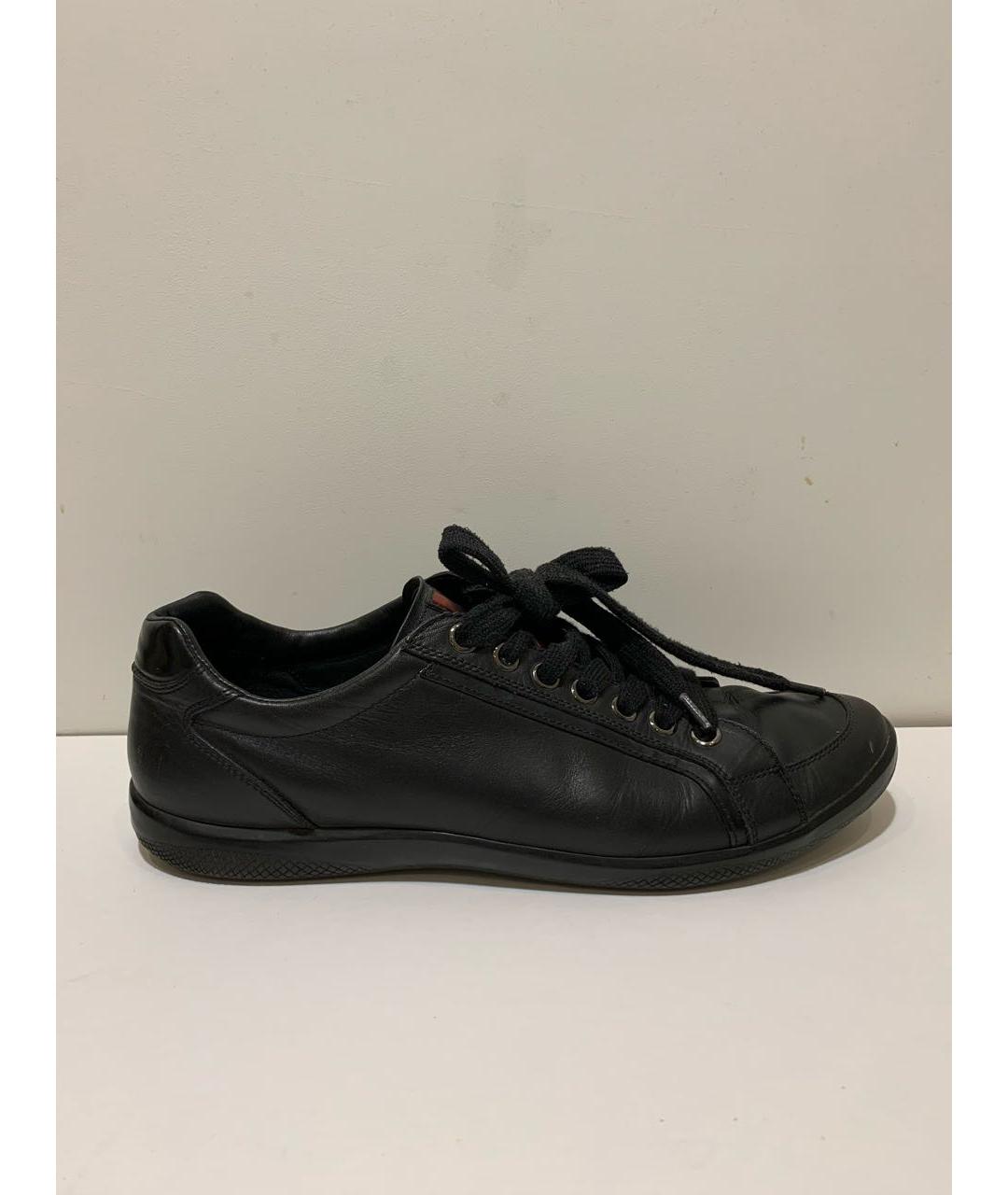 PRADA Черные кожаные низкие кроссовки / кеды, фото 7