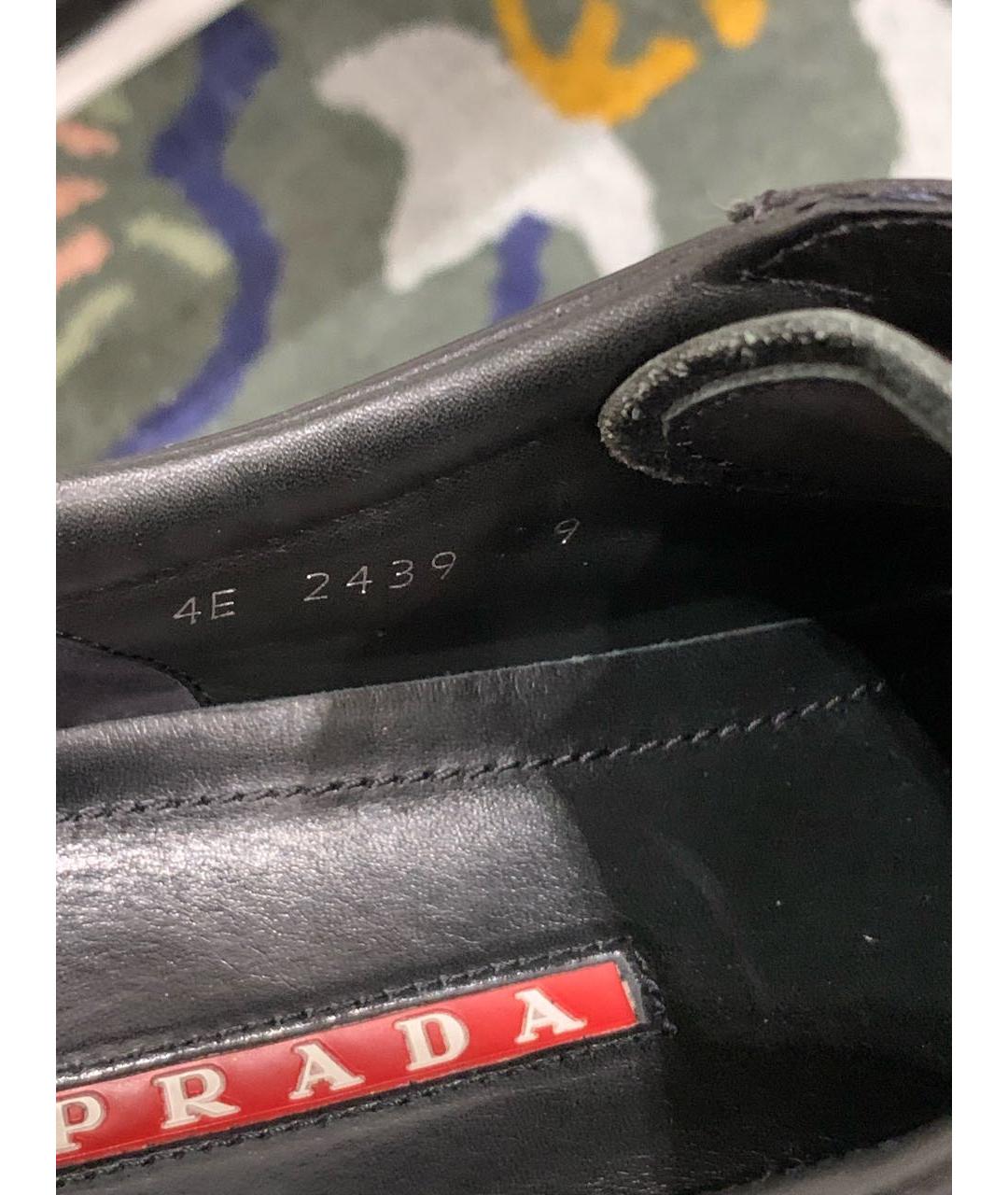 PRADA Черные кожаные низкие кроссовки / кеды, фото 5