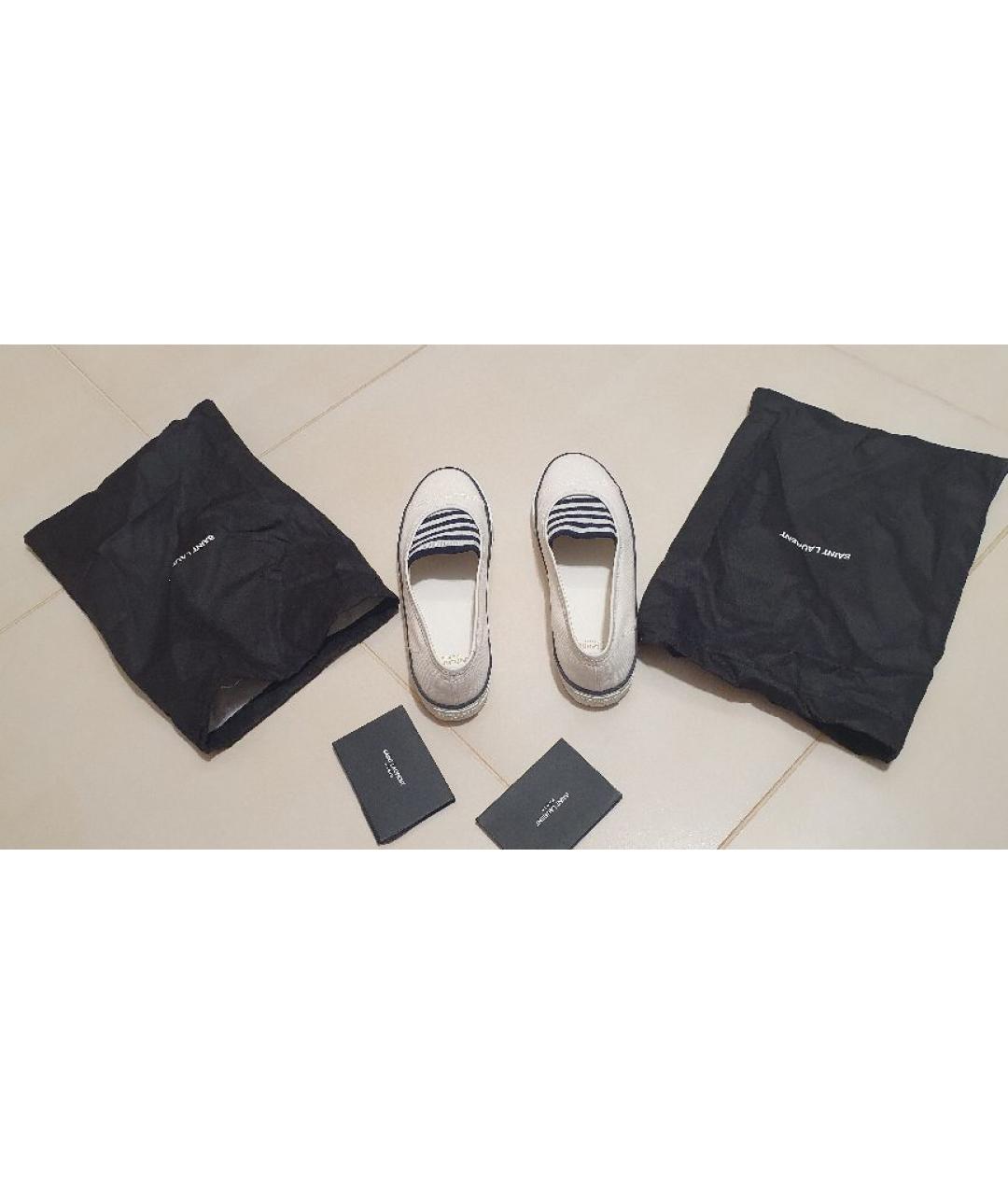 SAINT LAURENT Белые текстильные слипоны, фото 7