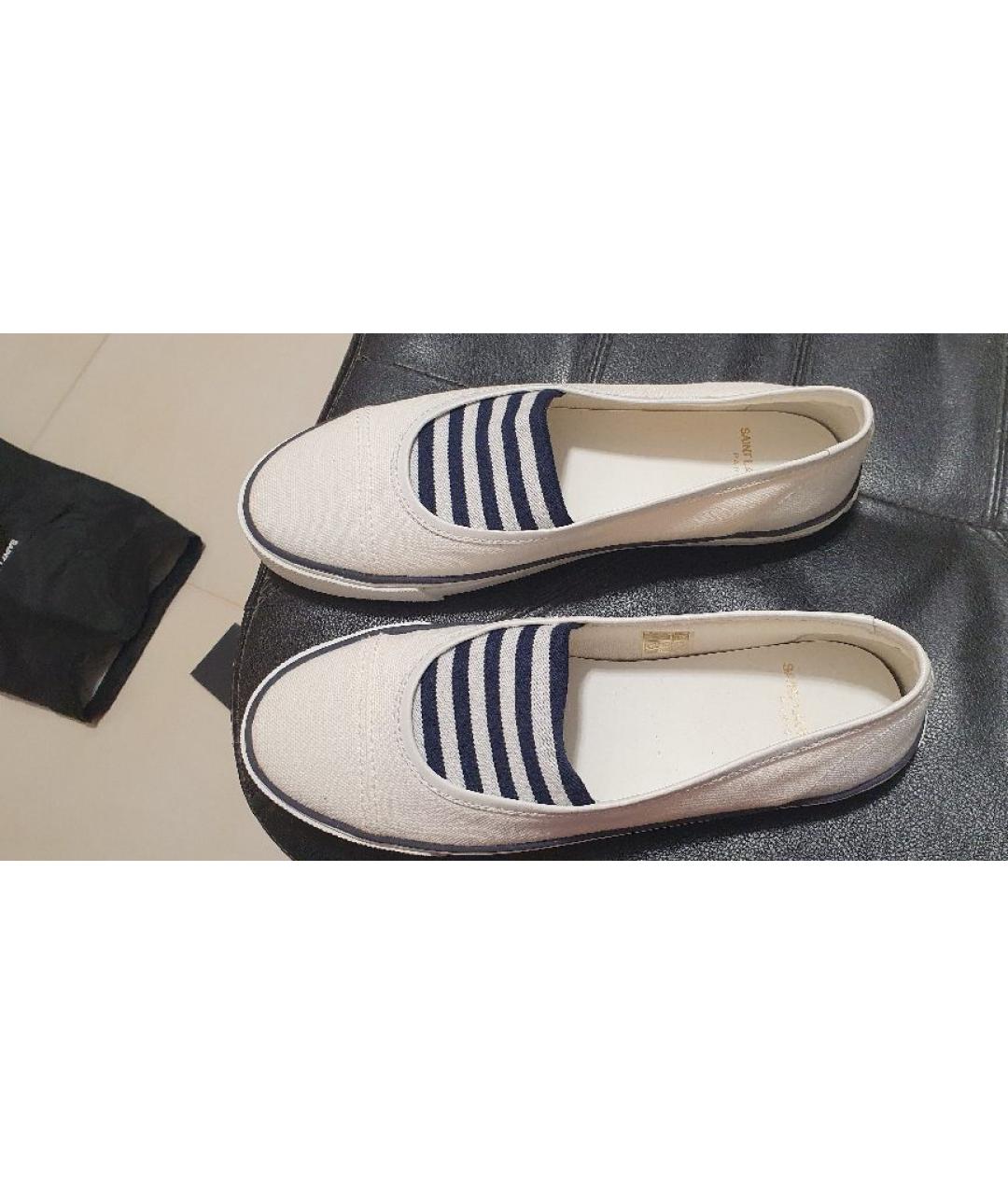 SAINT LAURENT Белые текстильные слипоны, фото 9