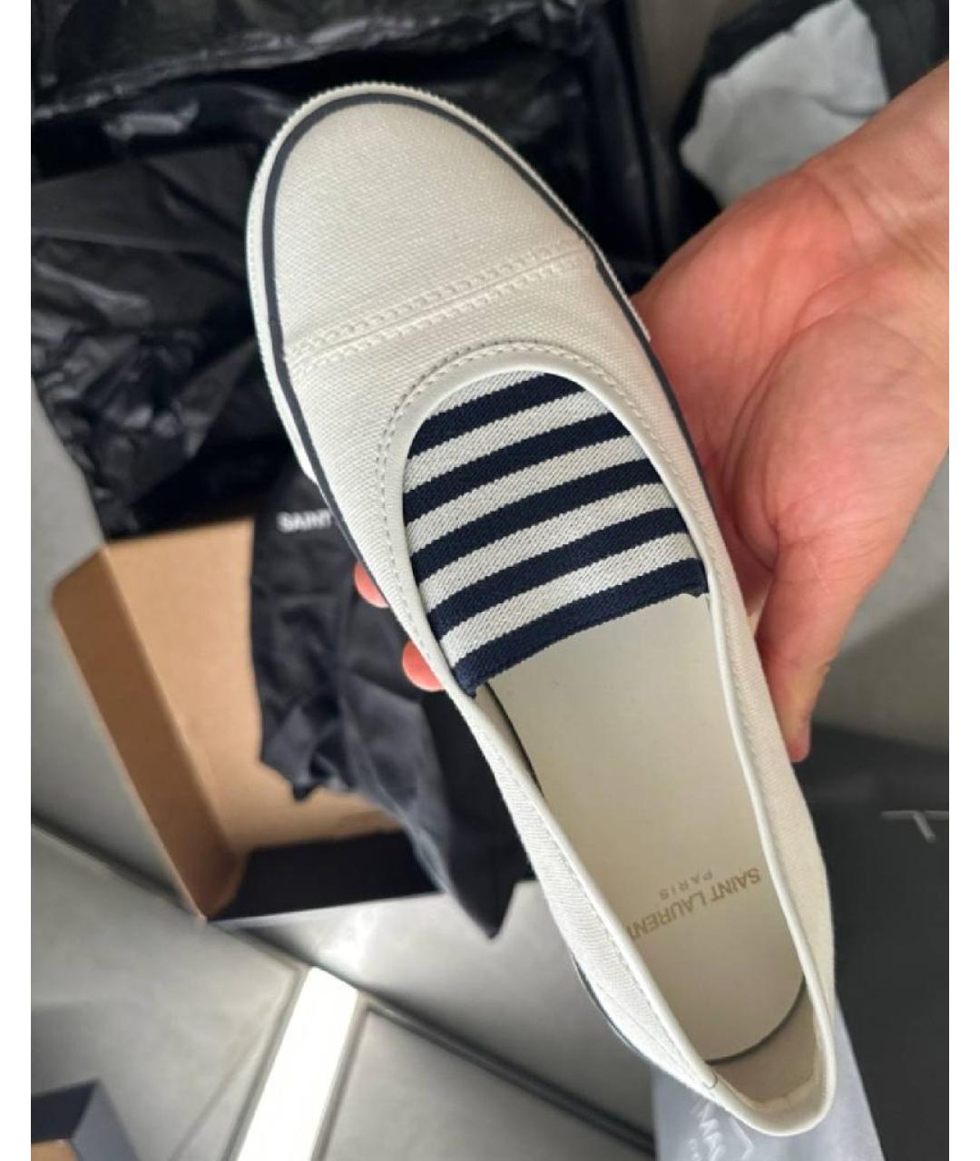 SAINT LAURENT Белые текстильные слипоны, фото 6