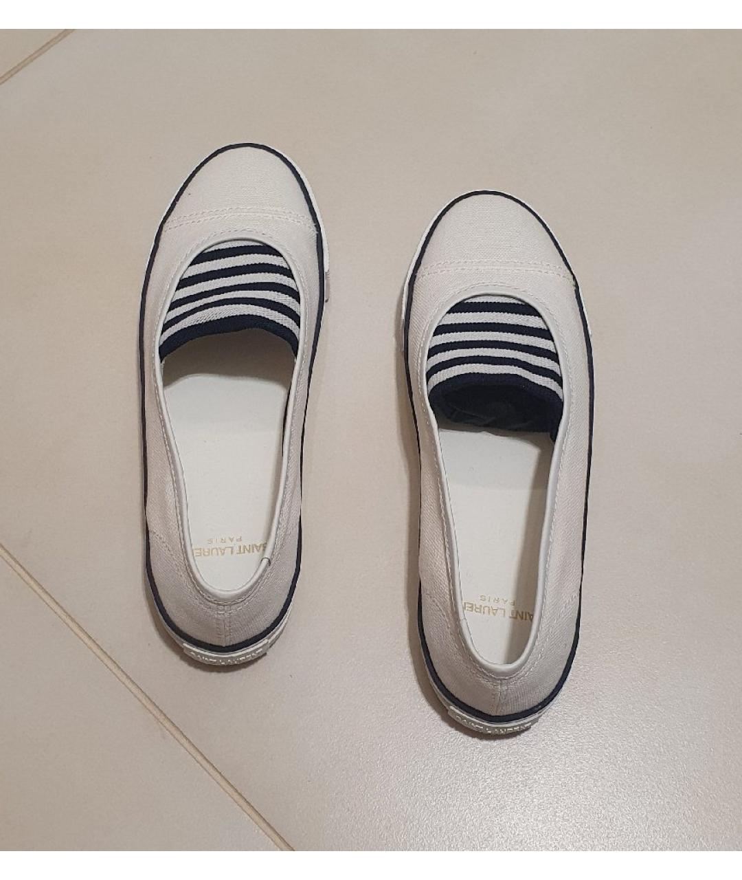 SAINT LAURENT Белые текстильные слипоны, фото 3