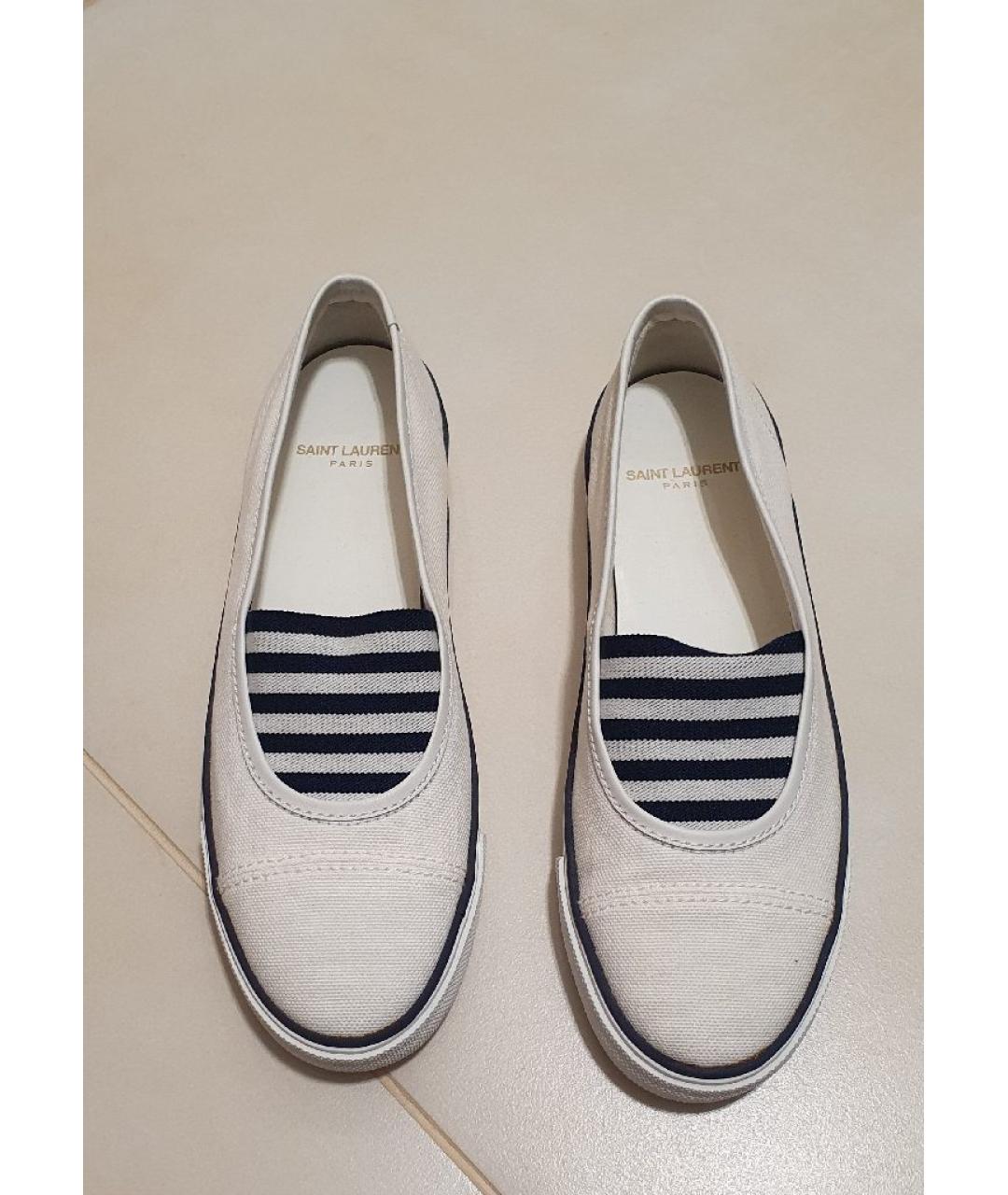 SAINT LAURENT Белые текстильные слипоны, фото 2