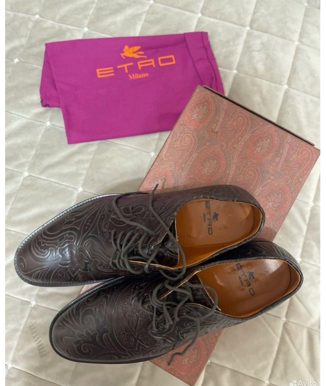 ETRO Коричневые кожаные туфли, фото 3