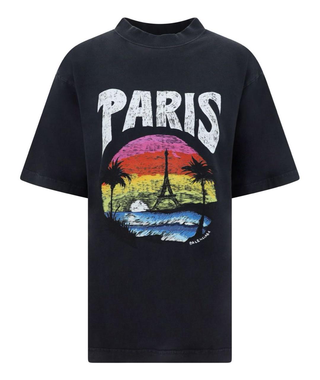 BALENCIAGA Черная хлопковая футболка, фото 1