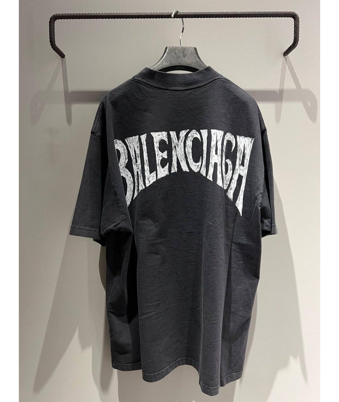 BALENCIAGA Черная хлопковая футболка, фото 3