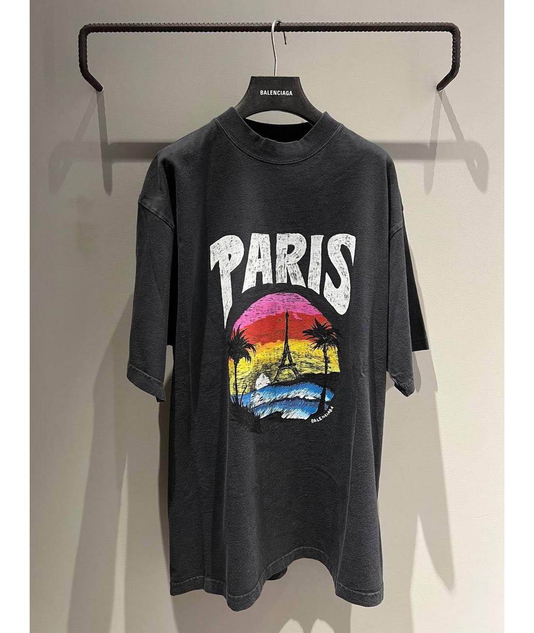 BALENCIAGA Черная хлопковая футболка, фото 2