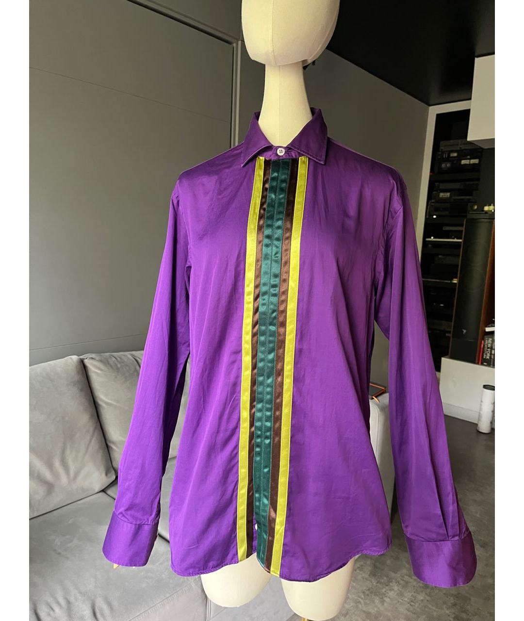 ETRO Фиолетовая хлопковая кэжуал рубашка, фото 9