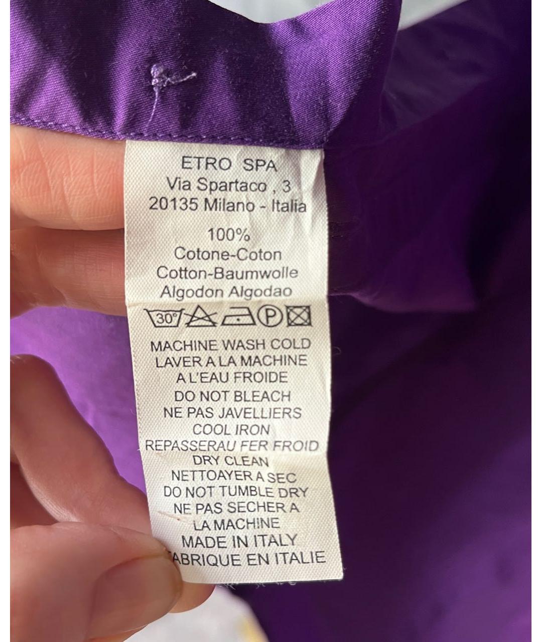 ETRO Фиолетовая хлопковая кэжуал рубашка, фото 7