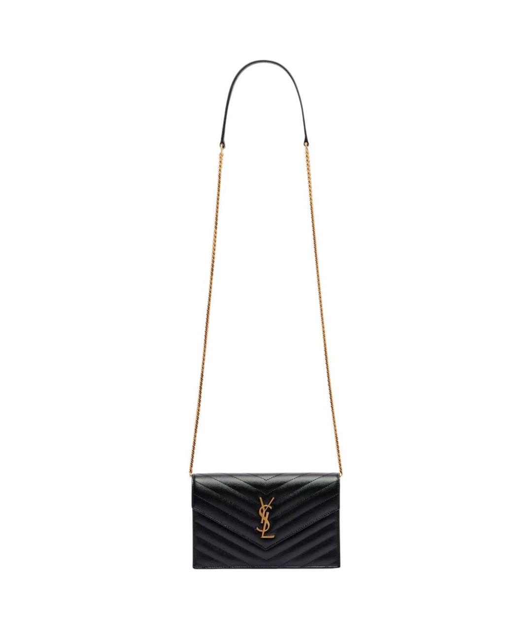 SAINT LAURENT Черная кожаная сумка через плечо, фото 9