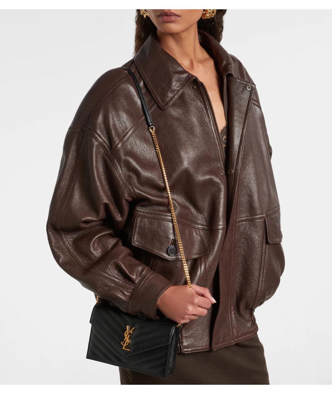 SAINT LAURENT Черная кожаная сумка через плечо, фото 6