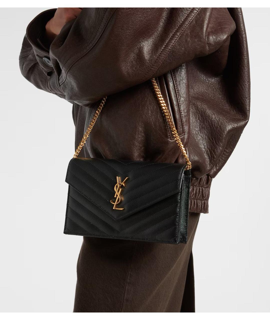 SAINT LAURENT Черная кожаная сумка через плечо, фото 7