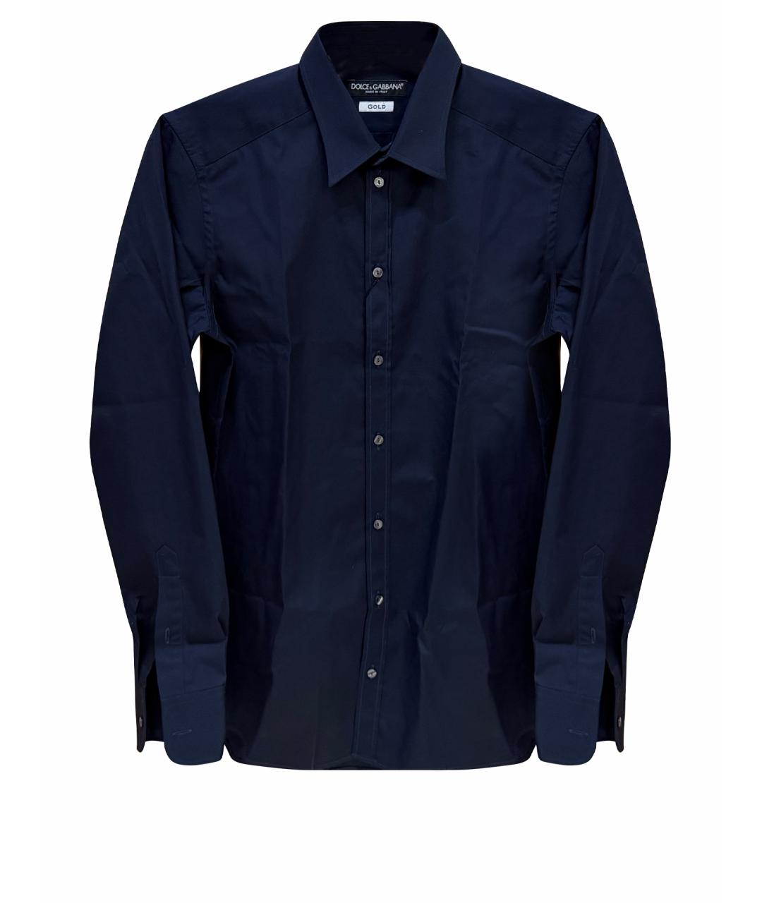 DOLCE&GABBANA Темно-синяя хлопковая классическая рубашка, фото 8