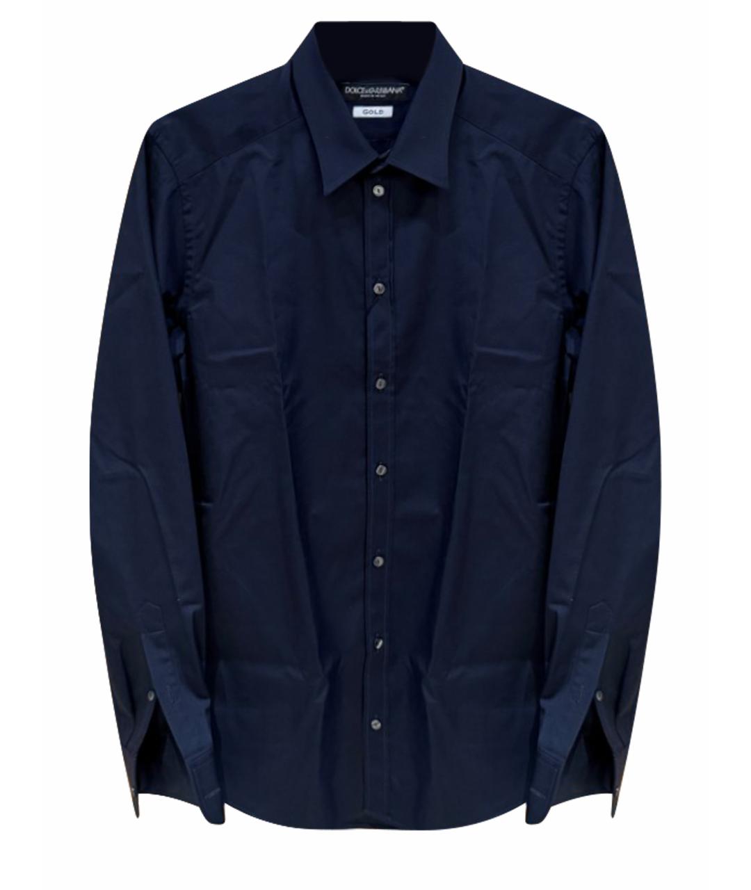 DOLCE&GABBANA Темно-синяя хлопковая классическая рубашка, фото 1