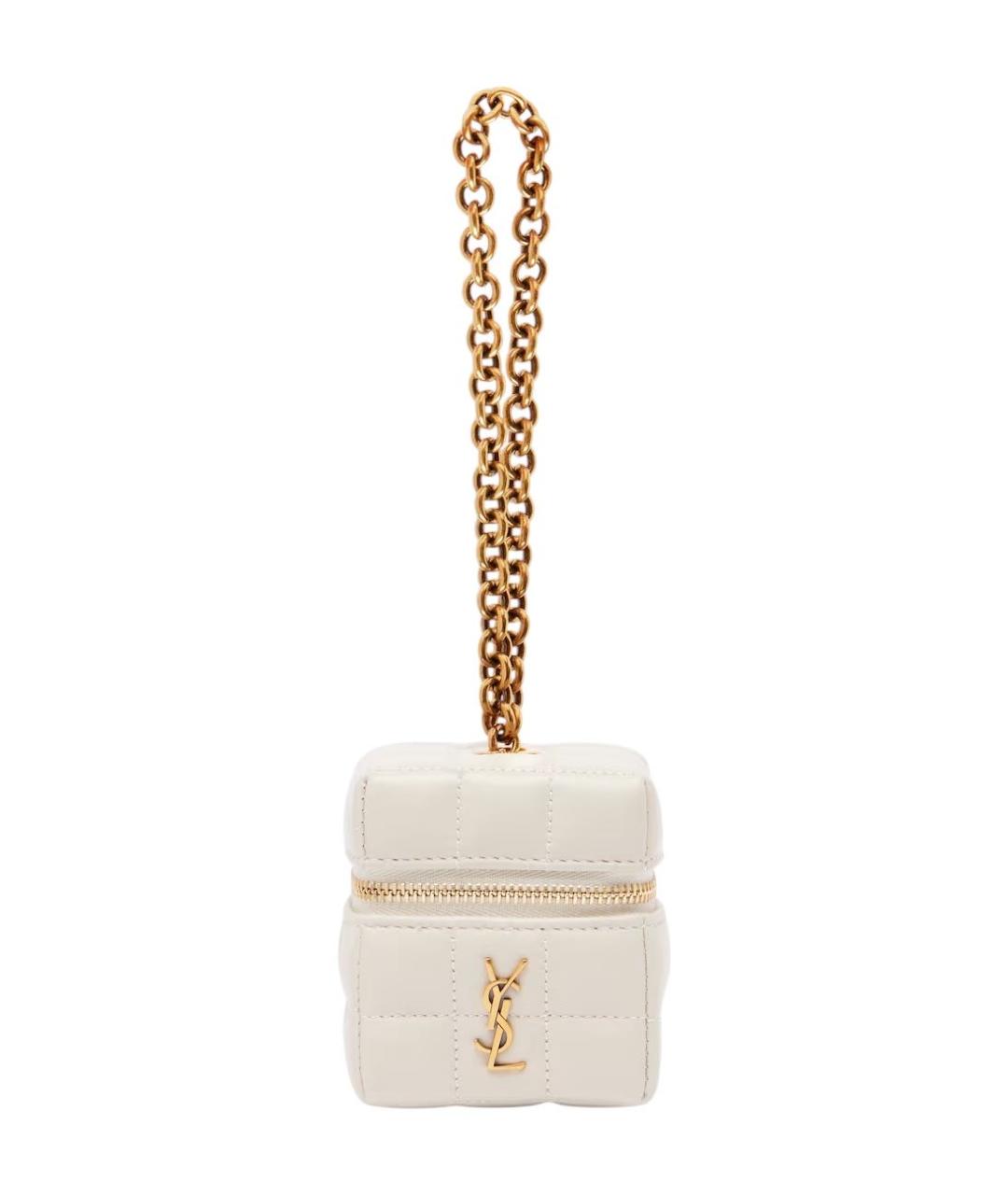 SAINT LAURENT Белая кожаная сумка с короткими ручками, фото 5