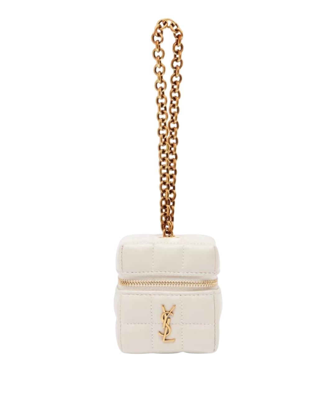 SAINT LAURENT Белая кожаная сумка с короткими ручками, фото 1