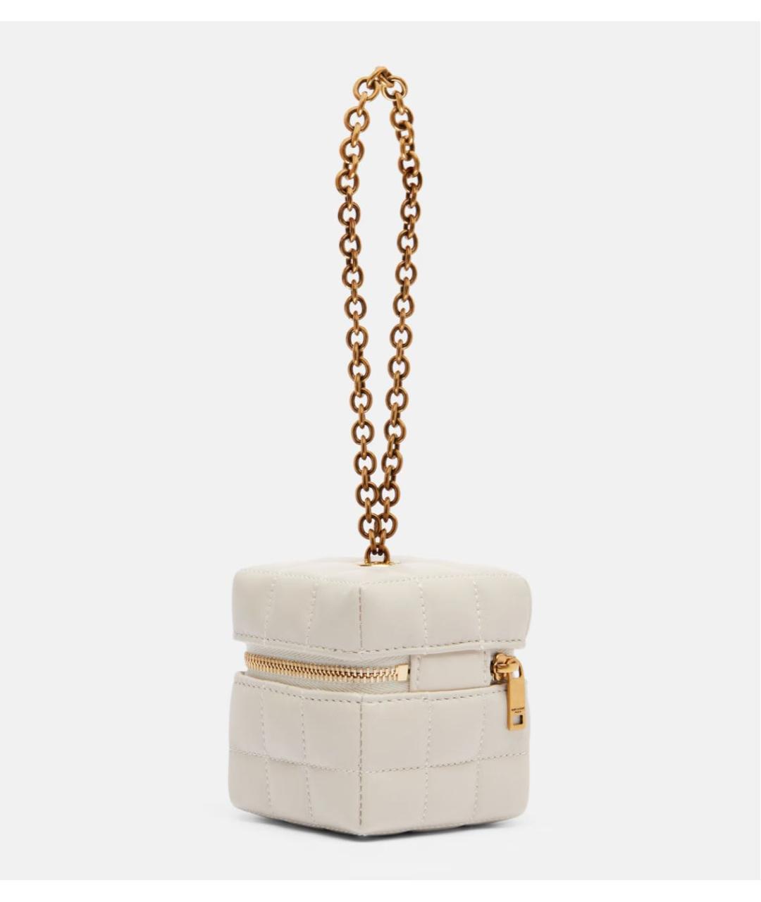 SAINT LAURENT Белая кожаная сумка с короткими ручками, фото 2