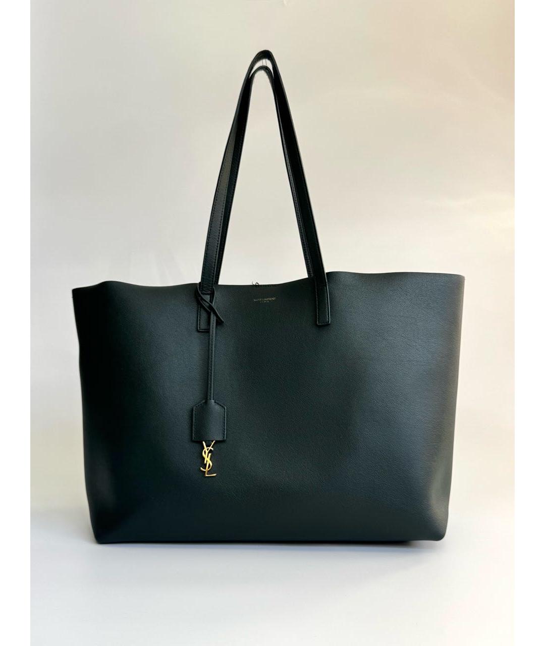 SAINT LAURENT Зеленая кожаная сумка тоут, фото 9