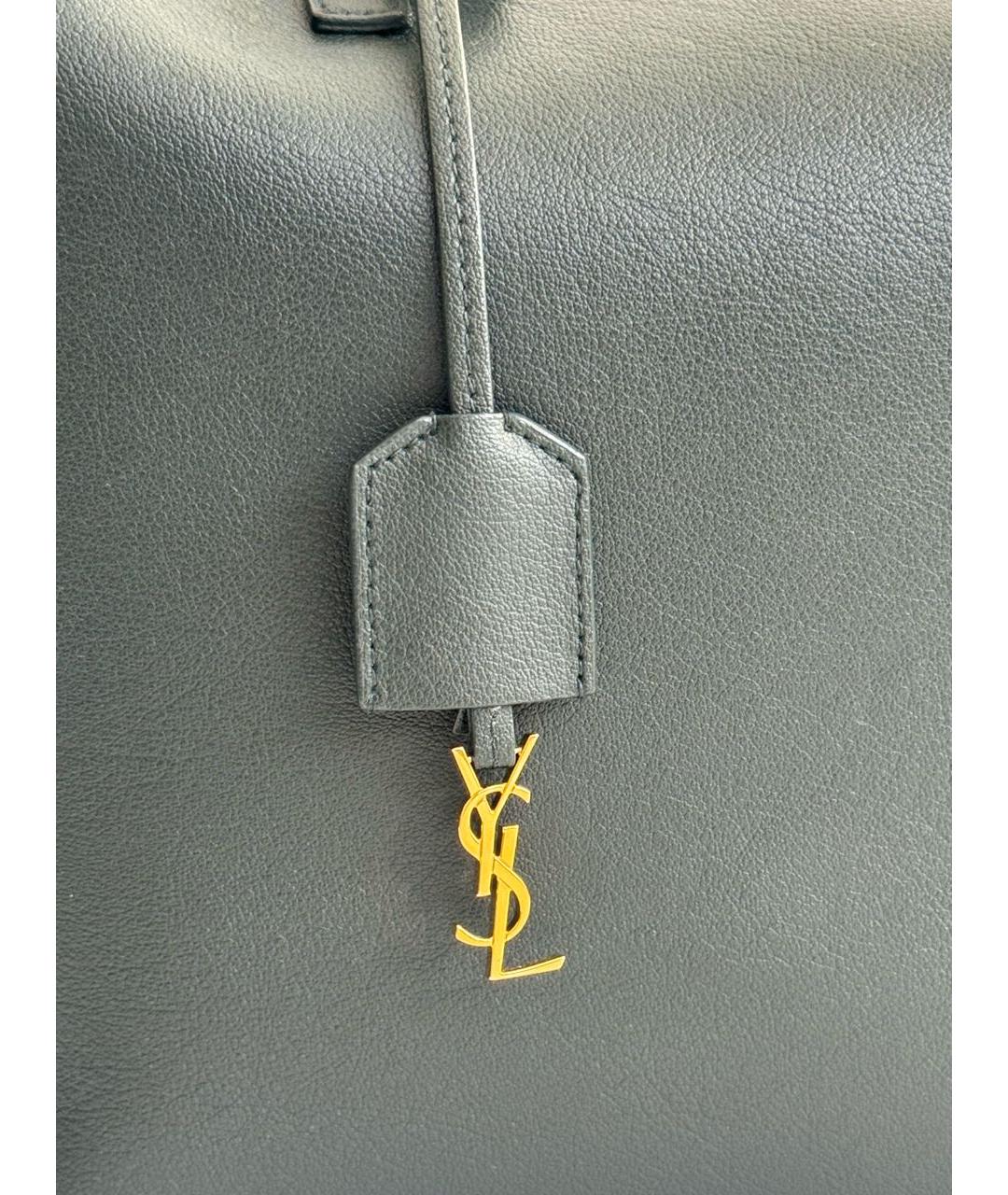 SAINT LAURENT Зеленая кожаная сумка тоут, фото 7