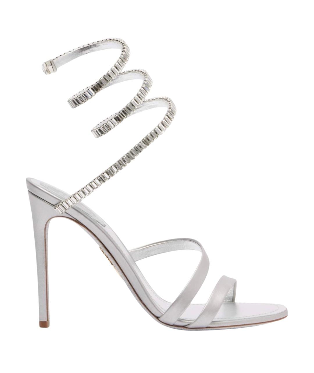 RENE CAOVILLA Серебряные кожаные босоножки, фото 1