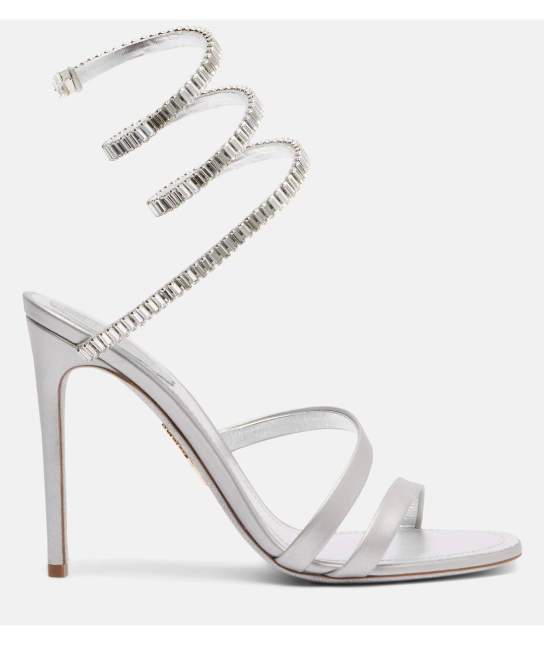 RENE CAOVILLA Серебряные кожаные босоножки, фото 6