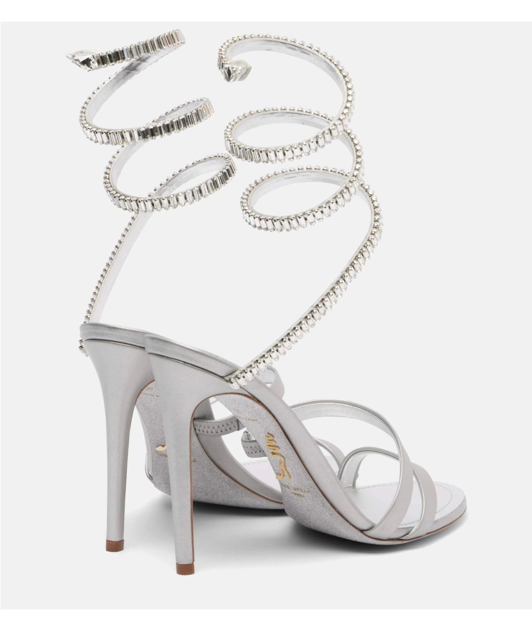 RENE CAOVILLA Серебряные кожаные босоножки, фото 4