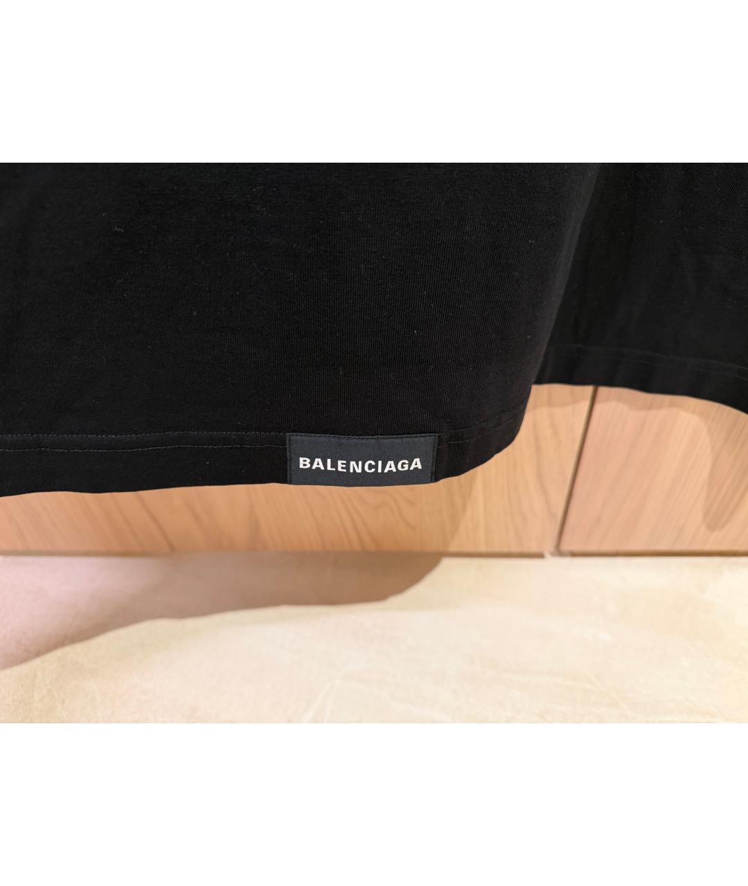 BALENCIAGA Черная хлопковая футболка, фото 3