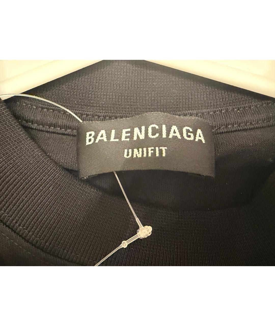 BALENCIAGA Черная хлопковая футболка, фото 4