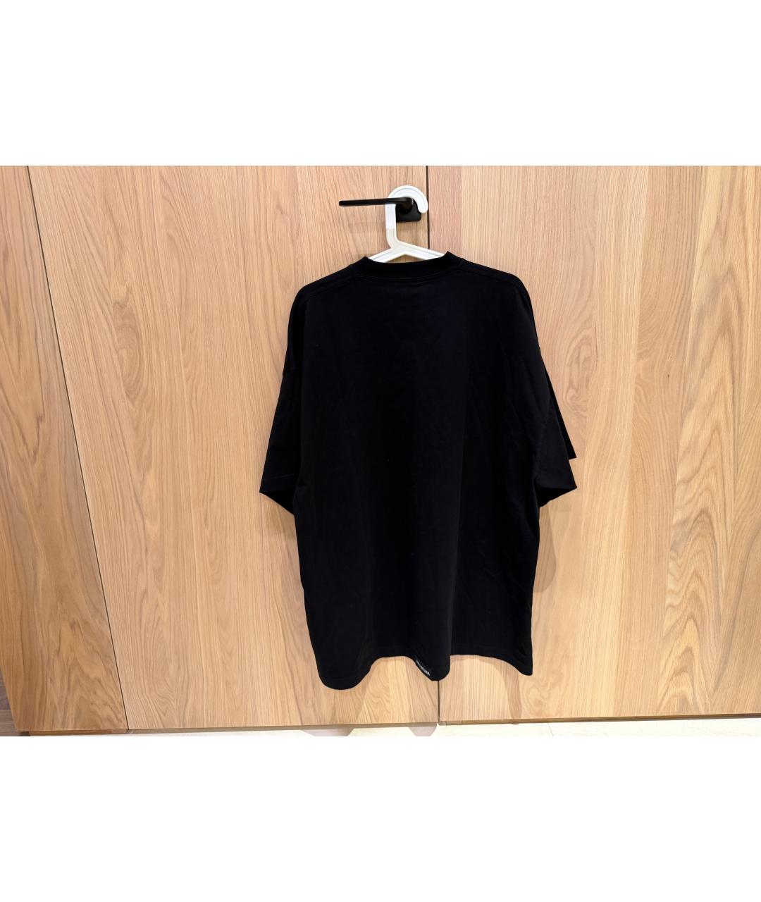 BALENCIAGA Черная хлопковая футболка, фото 2
