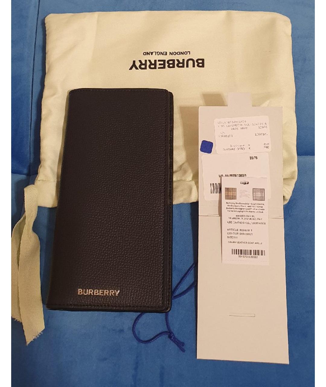 BURBERRY Темно-синий кожаный кошелек, фото 8