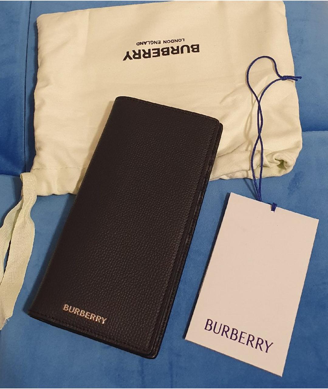 BURBERRY Темно-синий кожаный кошелек, фото 2