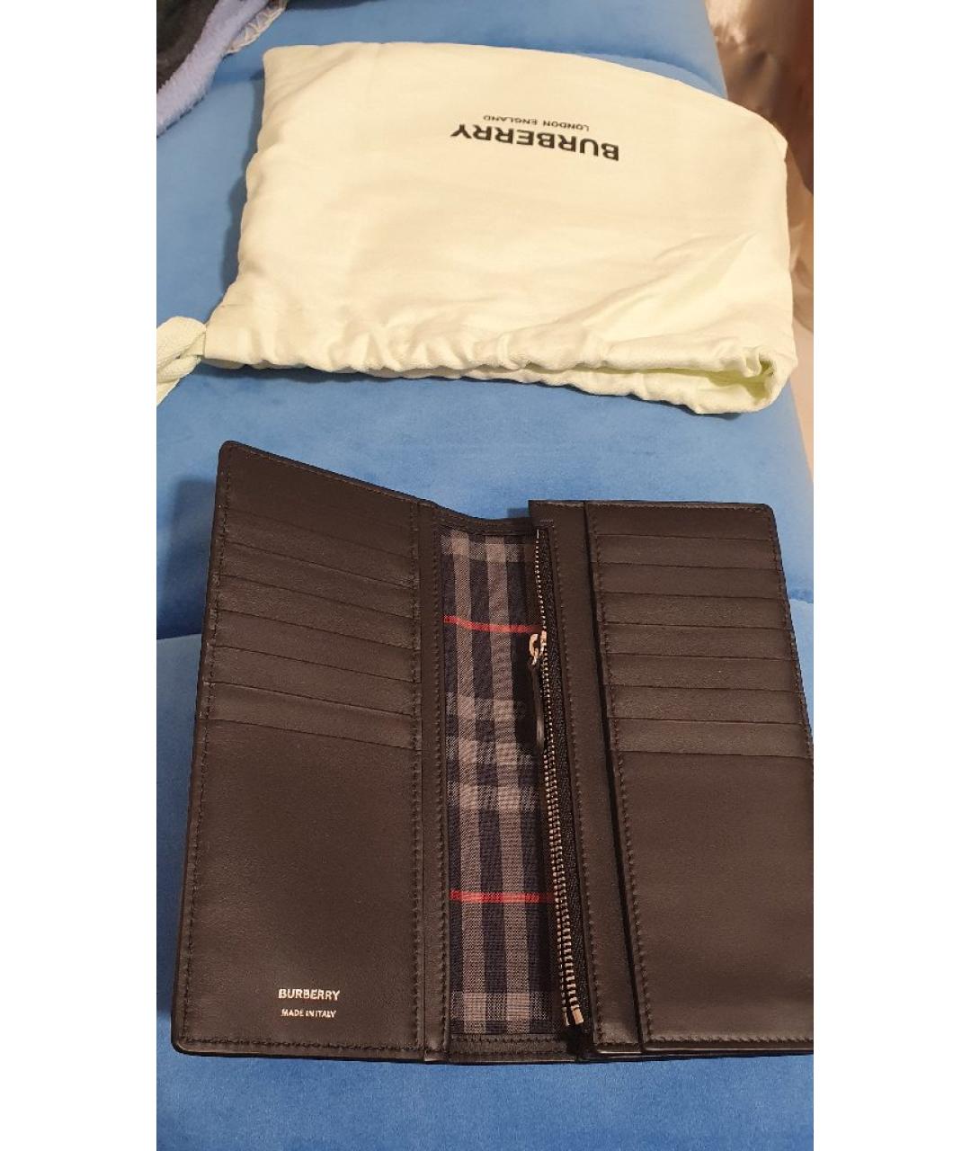 BURBERRY Темно-синий кожаный кошелек, фото 4