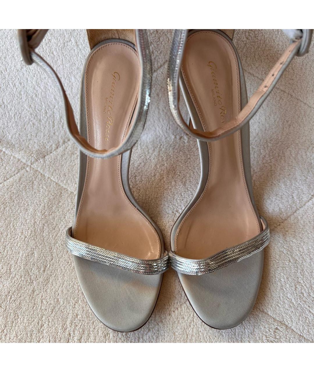 GIANVITO ROSSI Серебряные кожаные босоножки, фото 2
