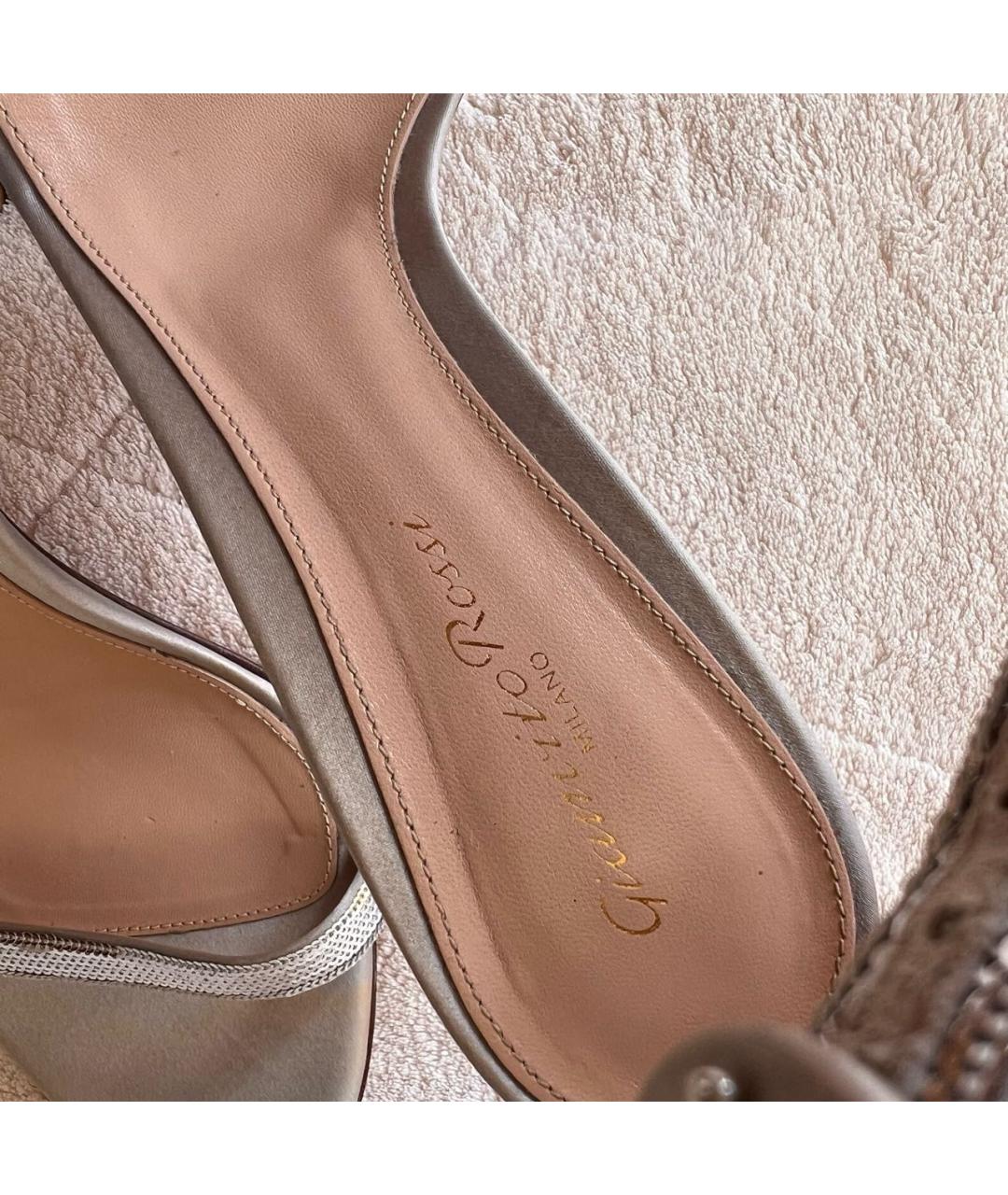 GIANVITO ROSSI Серебряные кожаные босоножки, фото 7