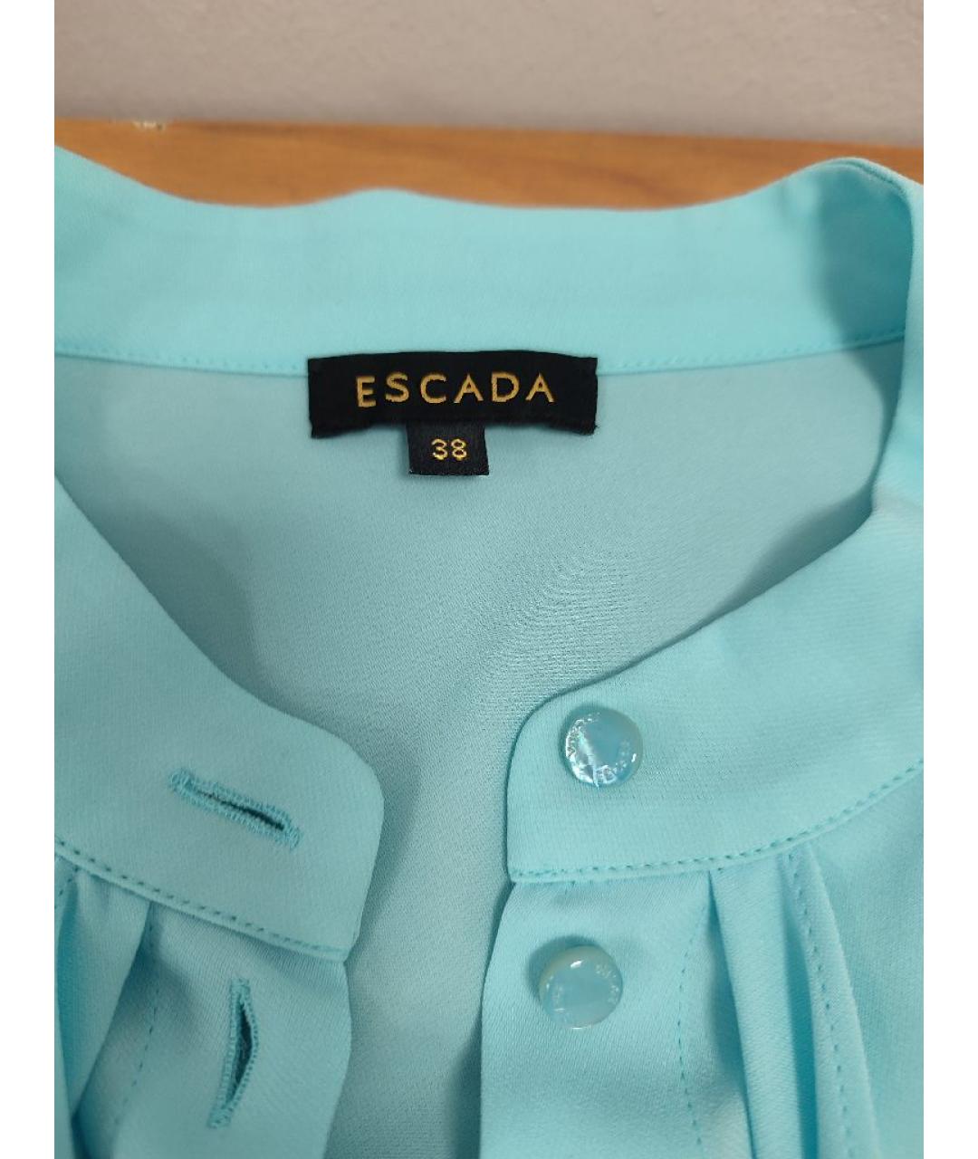 ESCADA Голубая ацетатная блузы, фото 3