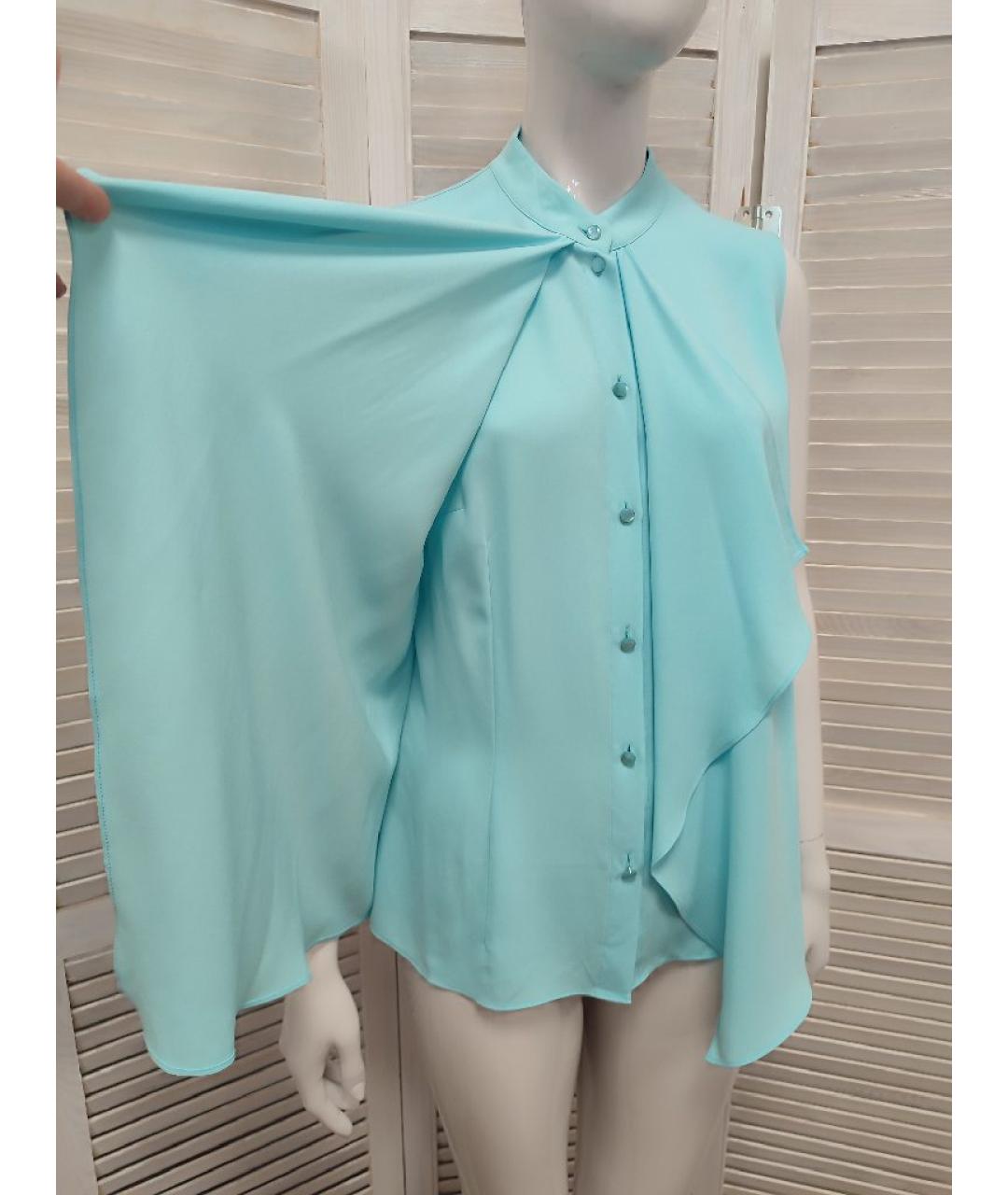 ESCADA Голубая ацетатная блузы, фото 5