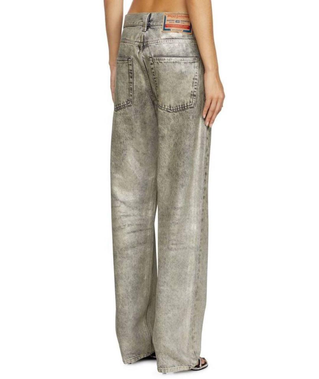 DIESEL Серебряные хлопковые прямые джинсы, фото 2