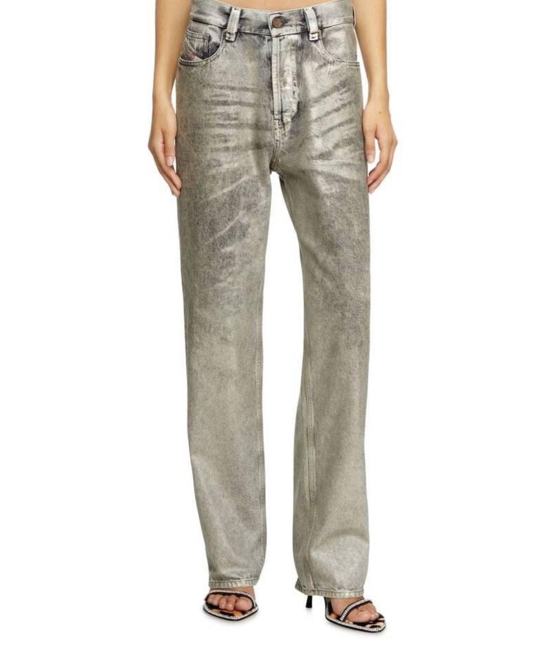 DIESEL Серебряные хлопковые прямые джинсы, фото 3