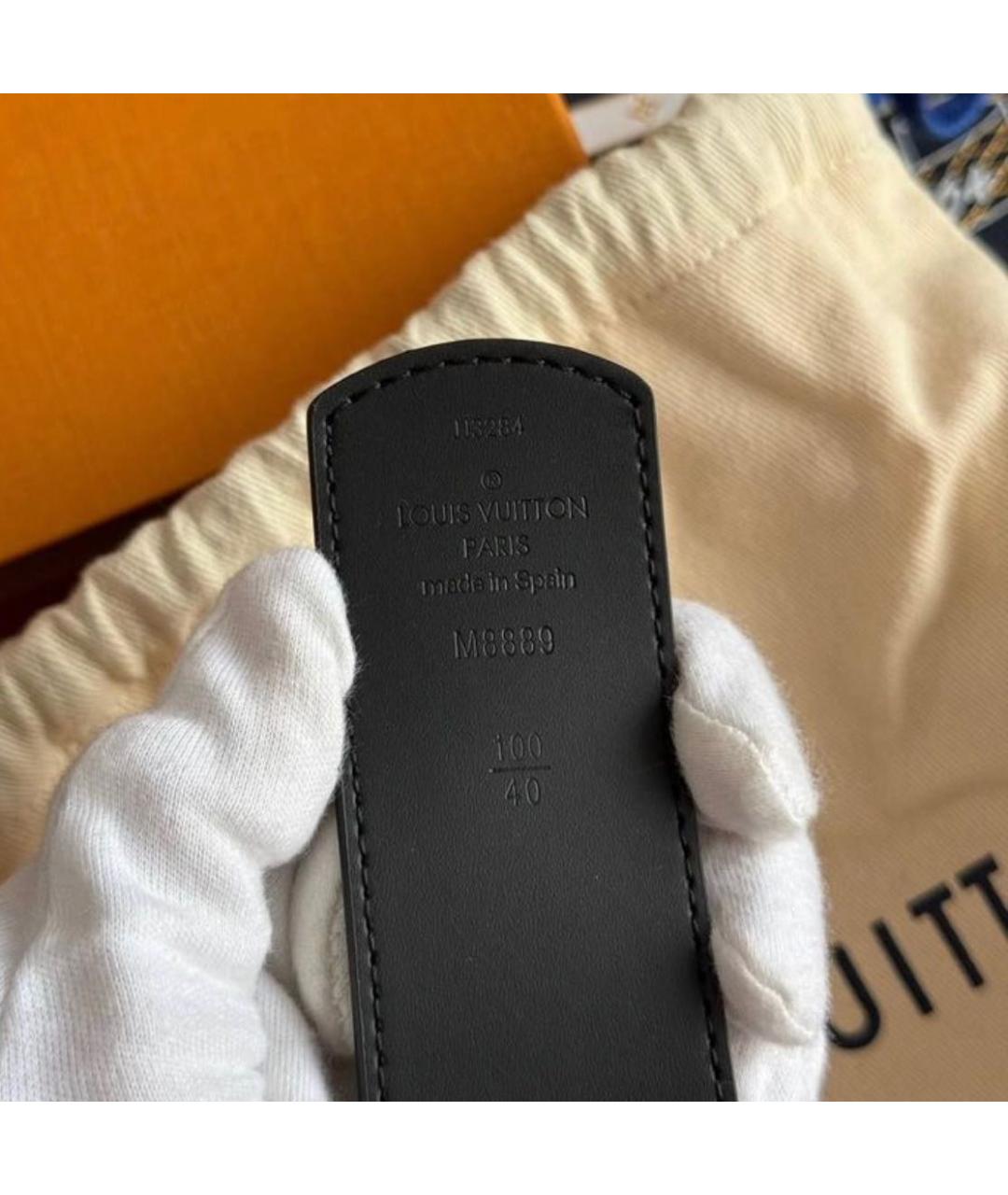 LOUIS VUITTON Черный кожаный ремень, фото 5