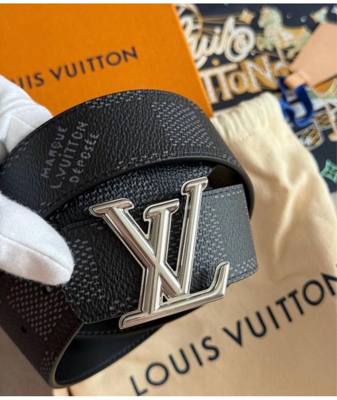 LOUIS VUITTON Черный кожаный ремень, фото 4