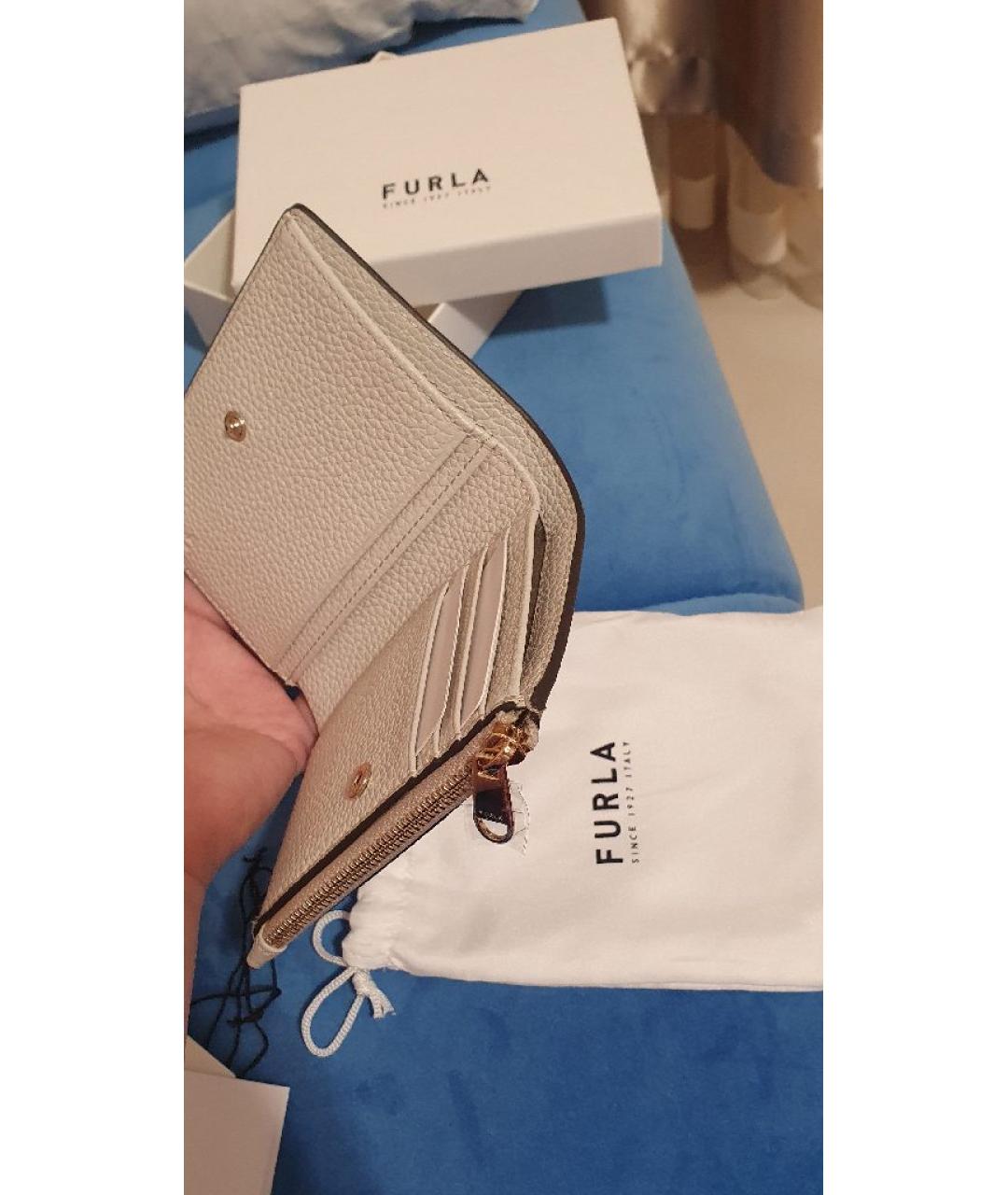 FURLA Бежевый кожаный кошелек, фото 7