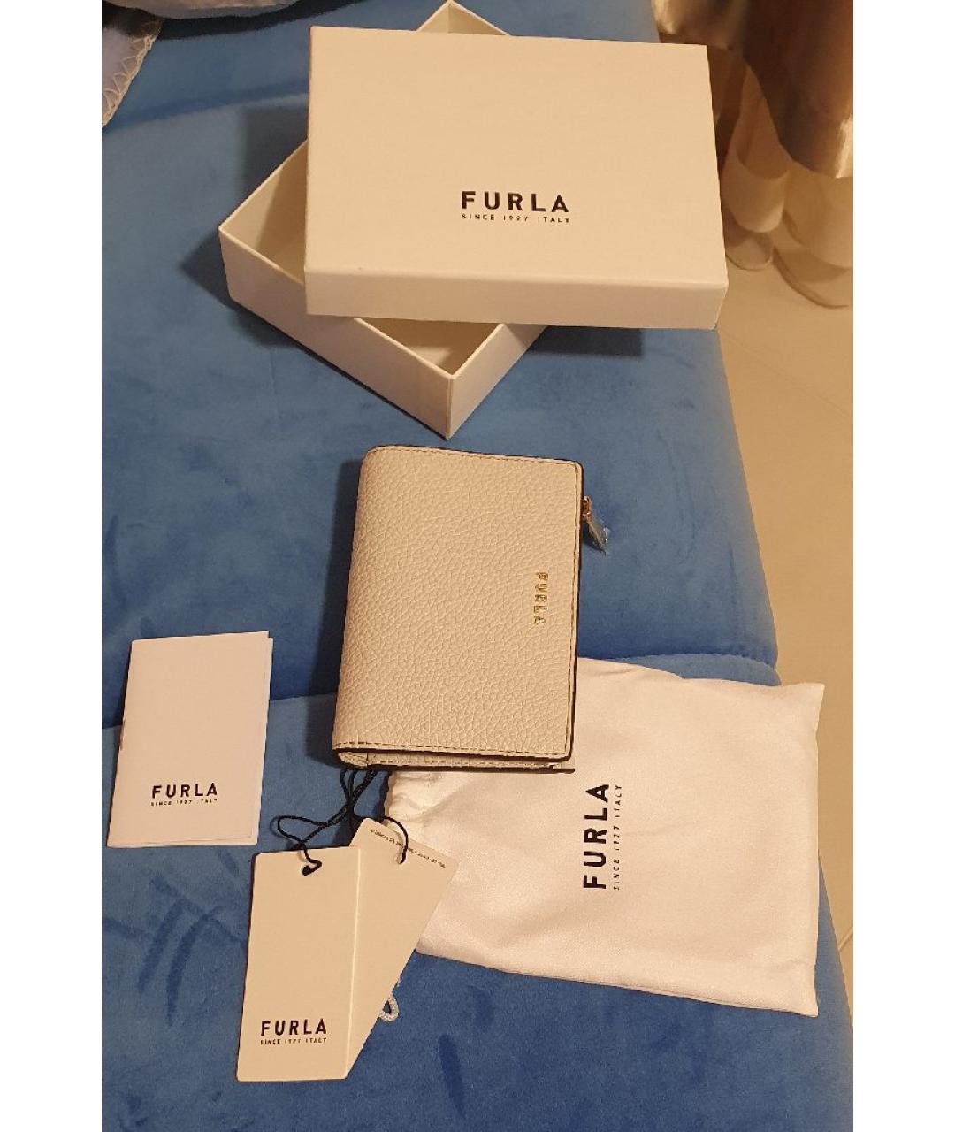 FURLA Бежевый кожаный кошелек, фото 5