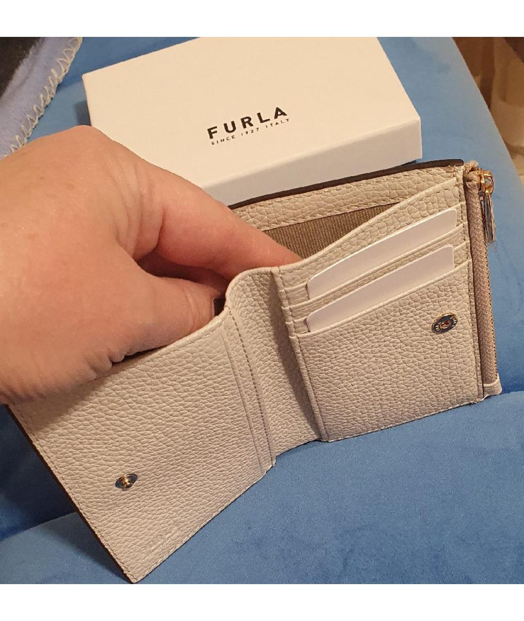 FURLA Бежевый кожаный кошелек, фото 4