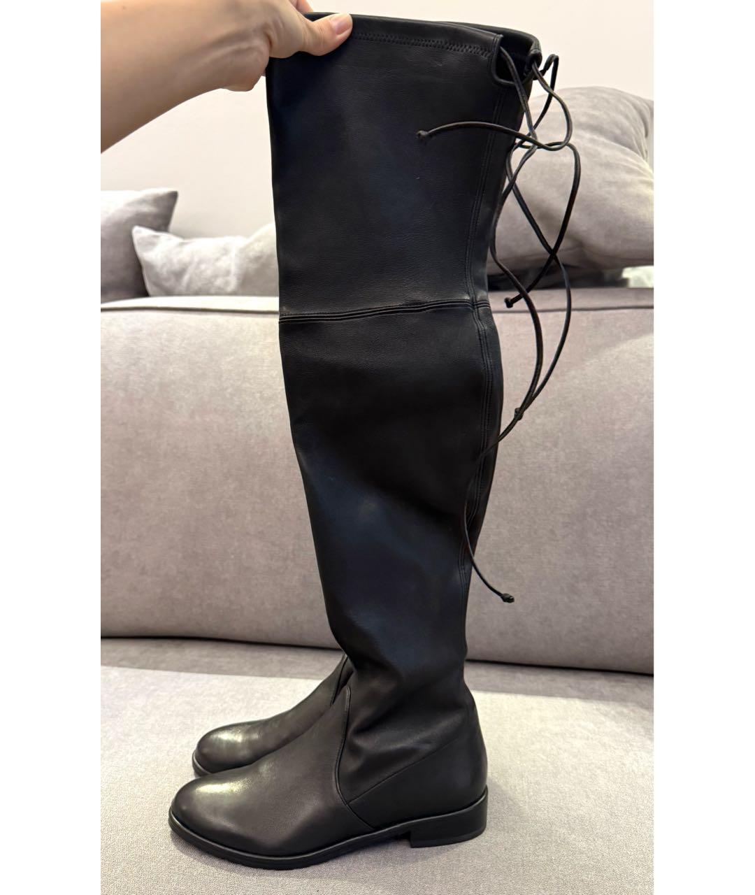 STUART WEITZMAN Черные кожаные ботфорты, фото 8